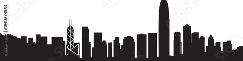 Hong Kong city skyline vector. design Vector black silhouette