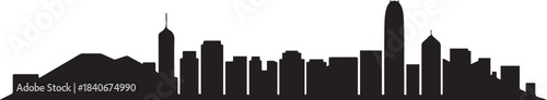 Hong Kong city skyline vector. design Vector black silhouette