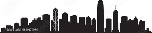 Hong Kong city skyline vector. design Vector black silhouette