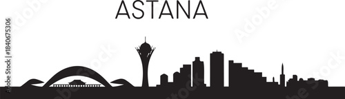 Astana skyline travel poster. design Vector black silhouette
