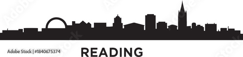 Reading UK Skyline Silhouette City Minimalist. design Vector black silhouette