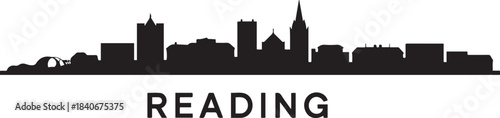 Reading UK Skyline Silhouette City Minimalist. design Vector black silhouette