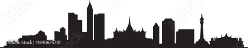 Phnom Penh Cambodia City Skyline with white Buildings. design Vector black silhouette