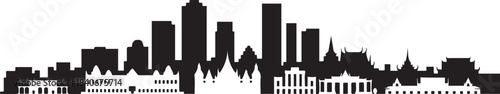 Phnom Penh Cambodia City Skyline with white Buildings. design Vector black silhouette