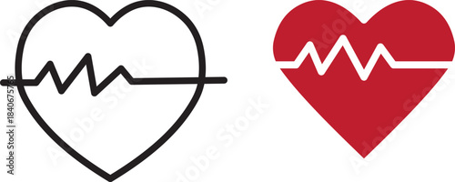 Heart beat icon set. Heartbeat, Heart and cardiorgam. heart beat pulse flat icon for medical apps and websites. vector illustration on white background	
