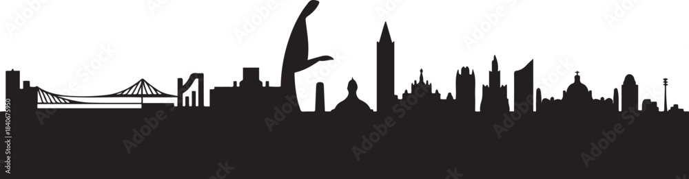 Obraz premium Ciudad Juarez skyline with Mexico city. design Vector black silhouette