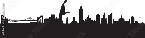 Ciudad Juarez skyline with Mexico city. design Vector black silhouette