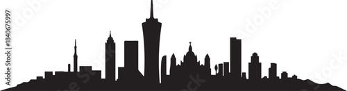 Ciudad Juarez skyline with Mexico city. design Vector black silhouette