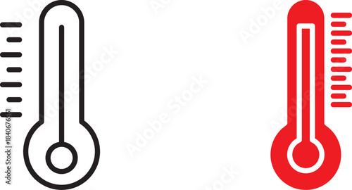 Temperature icon set. Thermometer showing the temperature symbol. Weather sign. vector illustration on white background