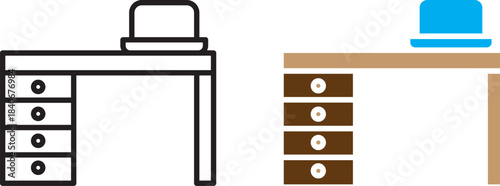 computer desk icon set, with a white background