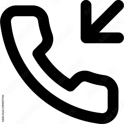 Phone incoming icon - call arrow receive outline