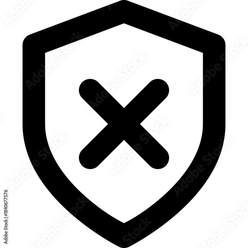 Shield x icon - security error unprotected outline