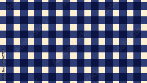 Hand-drawn Blue Check Fabric Style Pattern for Retro Layouts and Templates