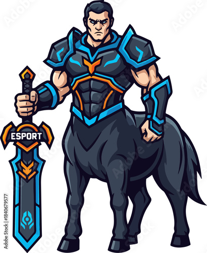 Centaur Warrior Esport Mascot Logo Illustration