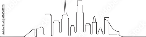 Continuous Line Skyline Formed as a Digital Equalizer Minimal Artistic Illustration