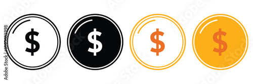 Set of euro currency icon symbol. Popular international currency sign isolated on transparent background. Euro money coins icon signs. Vector illustratio