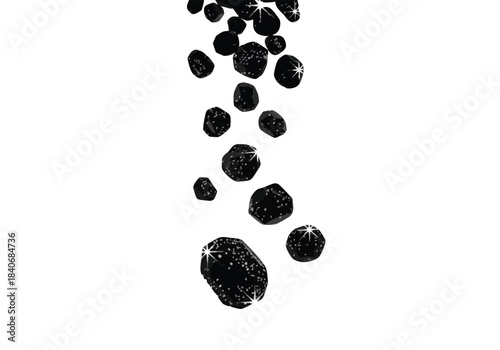 Abstract Black and White Stones Falling Sequence Illustration