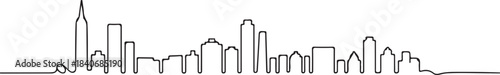 Continuous Line Skyline Twisting Gently in a Slight Diagonal Minimal Artistic Illustration