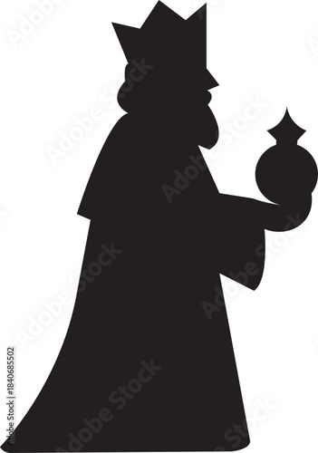 Silhouette of a king with a gift
