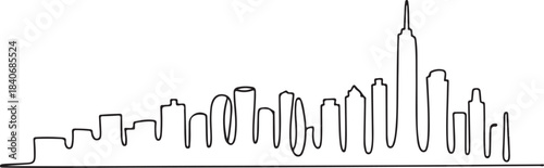 Continuous Line Skyline Twisting Slightly Diagonally Minimal Artistic Illustration