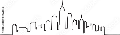 Continuous Line Skyline Twisting Slightly Diagonally Minimal Artistic Illustration