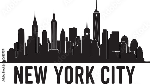 New york city skyline silhouette with cityscape and buildings