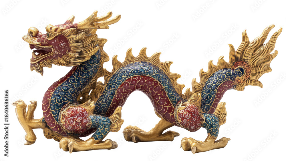 Fototapeta premium Chinese Dragon Figurine on Black Background