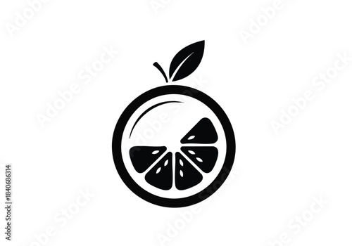 Black and white citrus fruit icon design for branding