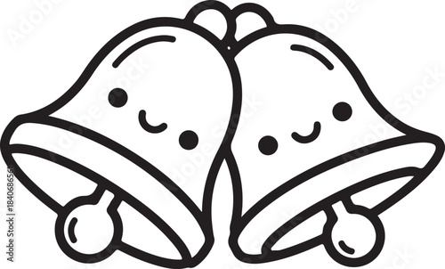 Cute Bell Illustration Happy Bells Coloring Page Design