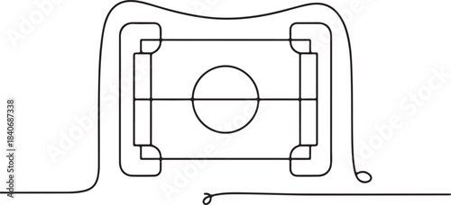 Continuous line art illustration of a simple outline of court boundary lines in minimal contour drawing