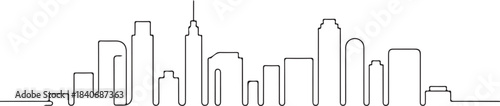 Continuous Line Skyline Where Every Building Forms a Soft Rounded Rectangle Minimal Artistic Illustration