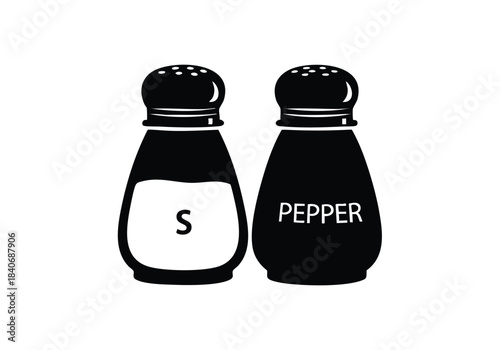 Salt and Pepper Shakers Icon Set for Kitchen Table