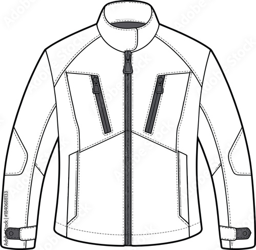 Technical sports jacket flat vector illustration