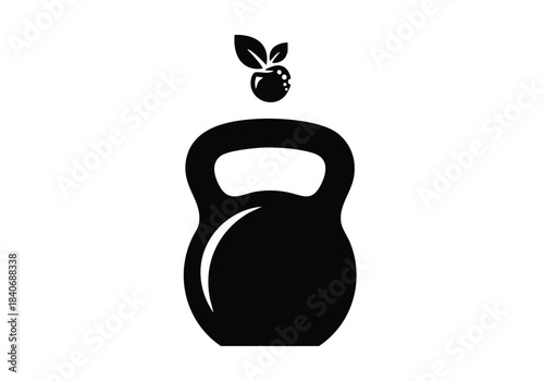 Black kettlebell with cherry on top isolated graphic