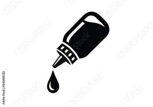 Black dropper bottle with liquid dripping icon design