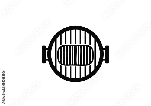 Black and White Microphone Icon for Recording Studio