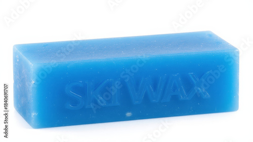 Blue block of ski wax isolated on white background essential gear for winter sports