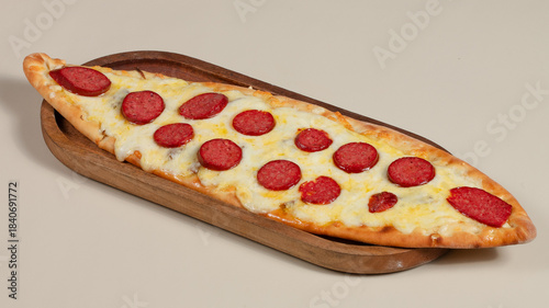 Pide on tray isolated close up