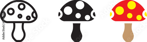 mushroom icon set, with a white background