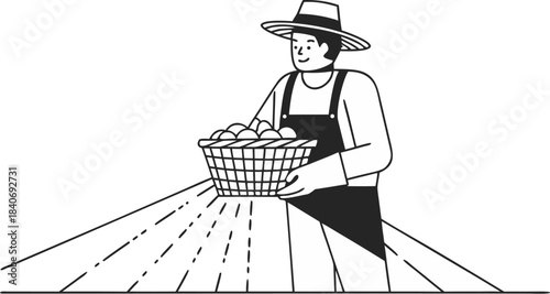 claymation stop motion style old farmer carrying b