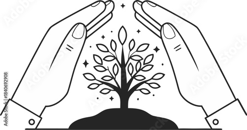 negative space illustration of tree growing from o