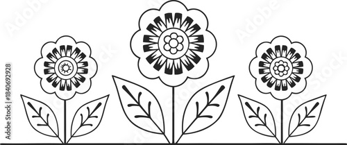 nordic folk art pattern style symmetrical flower g