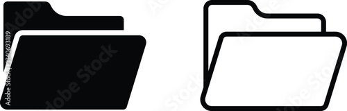 Black and white folder icons side by side on white background graphic vector