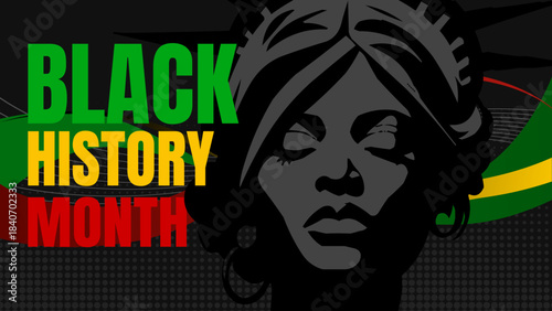 Black History Month banner. Black girl, woman - vector illustration