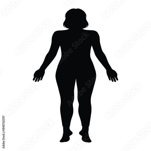 Female body silhouette standing, full length, generic human form
