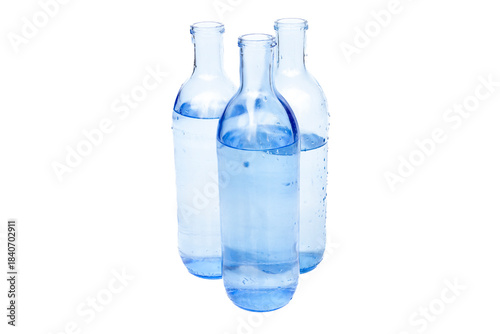 water glass bottles isolated on white