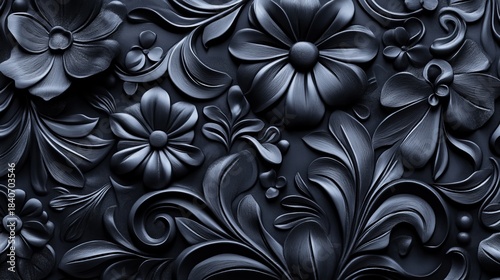 Dark floral metallic ornament background creating luxurious and elegant pattern