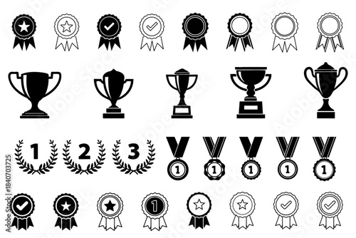 Trophy and medal collection including awards for first second third place winners