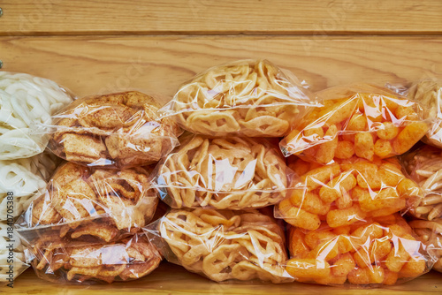 Packaged puffed wheat snacks duritos