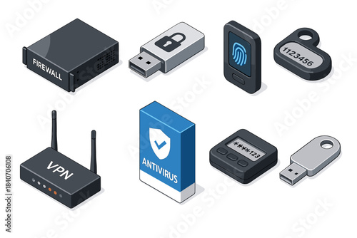 Cybersecurity tools: firewall, vpn, antivirus, usb keys, security tokens